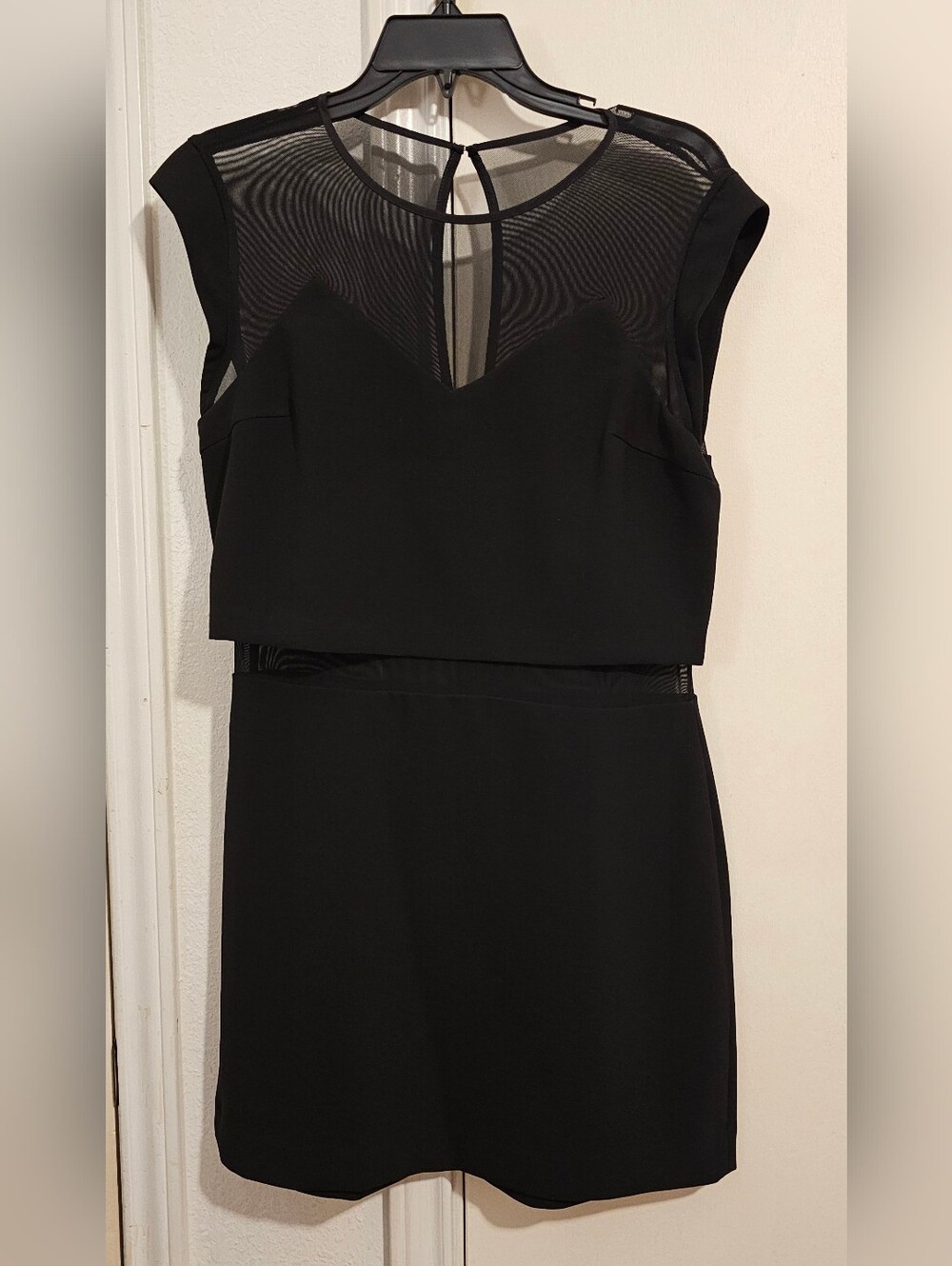 Express Black Mesh Yoke Mini Dress